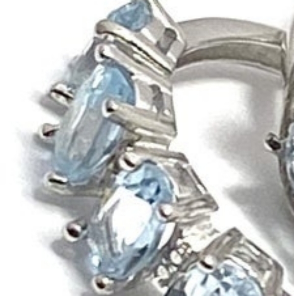 Solid .925 SS Genuine Diamond/Blue Topaz Ring - Picture 2 of 10